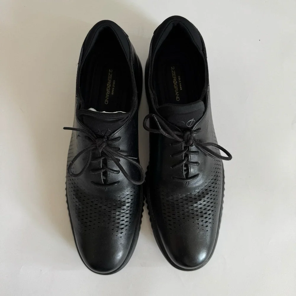 Cole Haan Mens 2.ZeroGrand Black‎ Oxford Laser Wingtip Dress Shoes 13